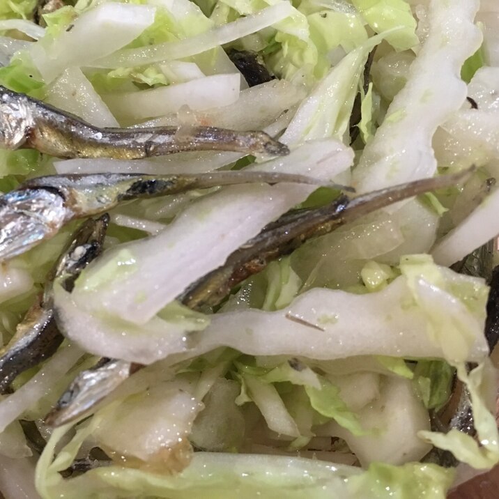 白菜と小魚のねぎ塩サラダ